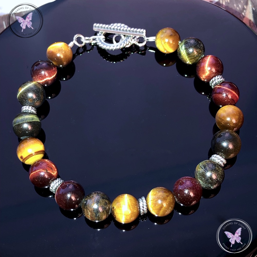 Red Blue Golden Tiger Eye Bracelet