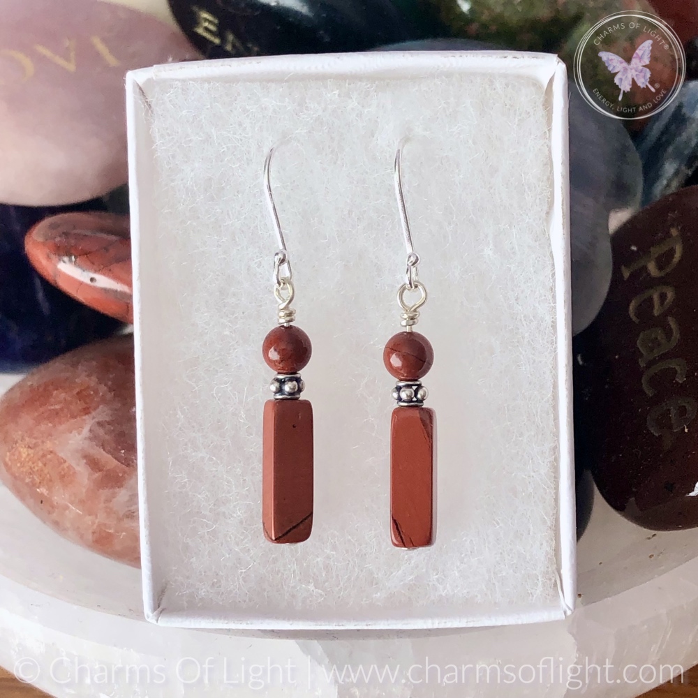 Red Jasper Brick Earrings