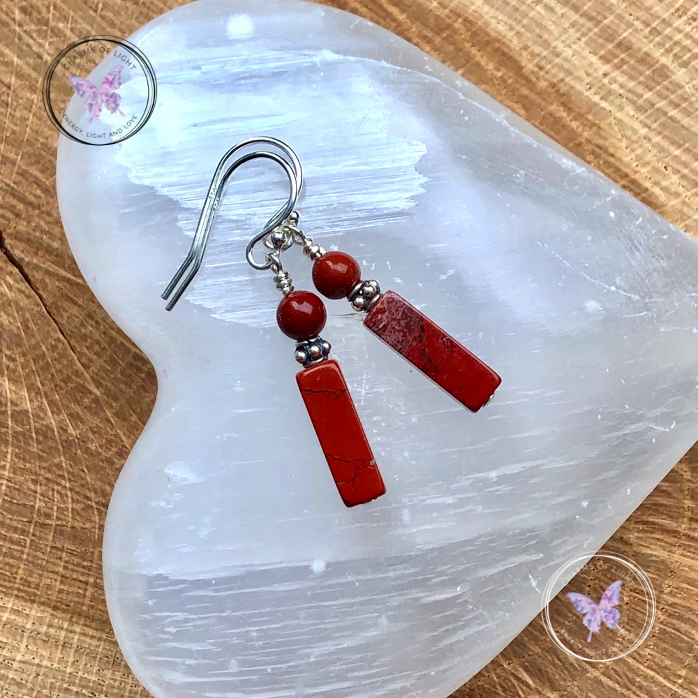 Red Jasper Brick Earrings