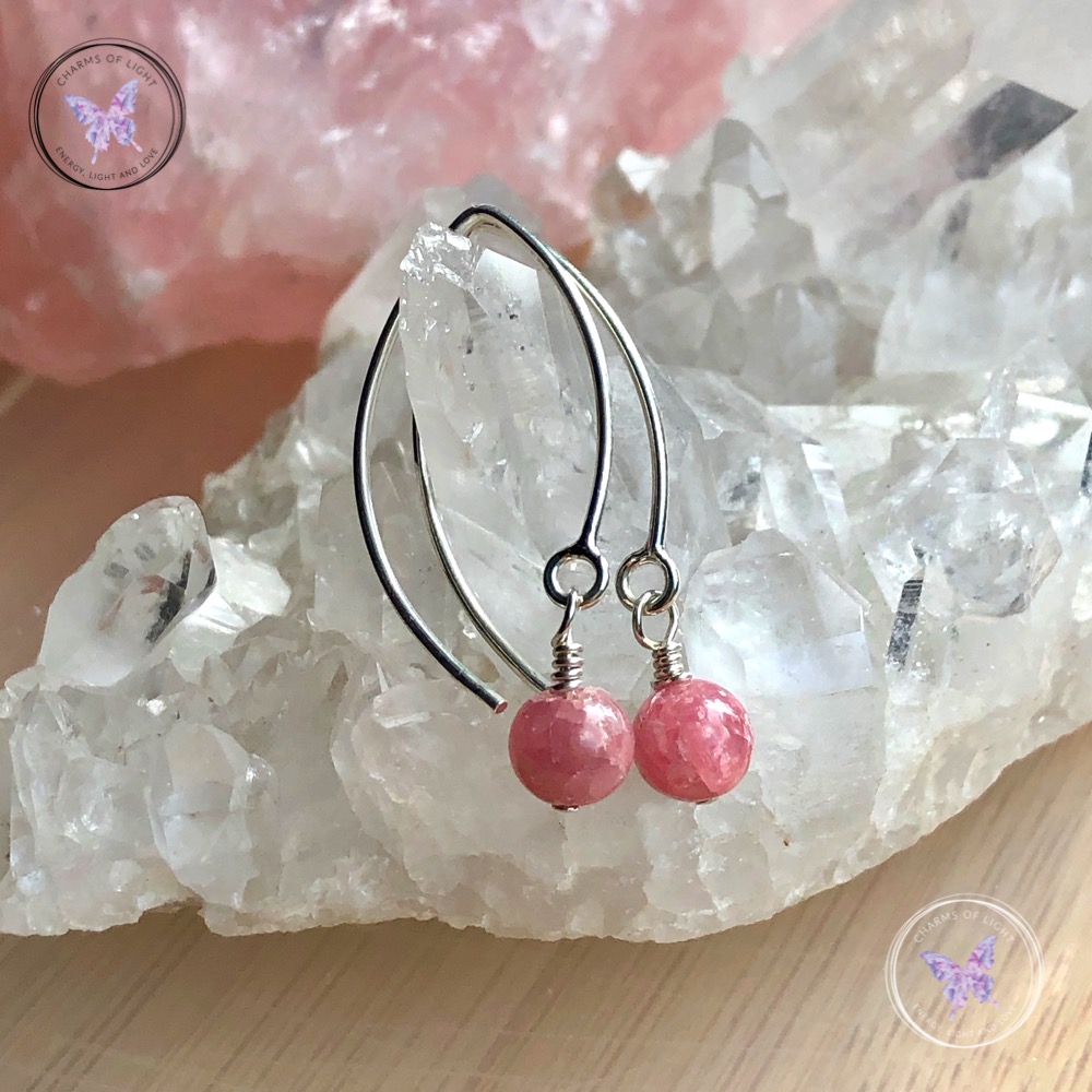 Rhodochrosite Angled Earrings