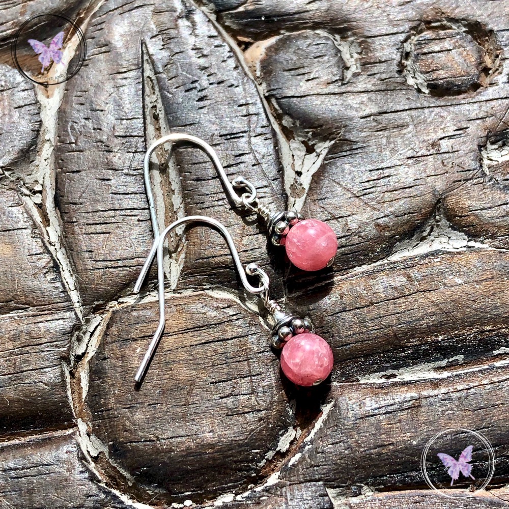 Rhodochrosite Silver Earrings