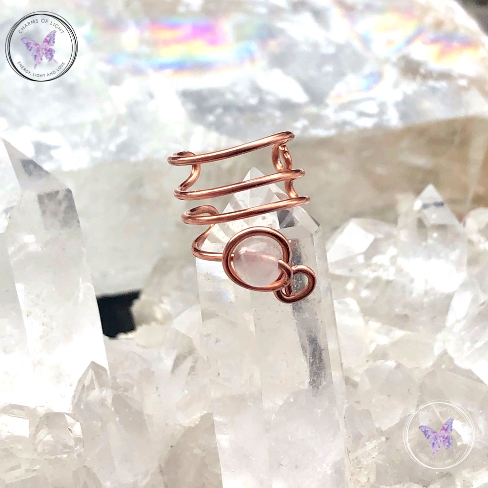 Rose Quartz Copper Ear Cuff