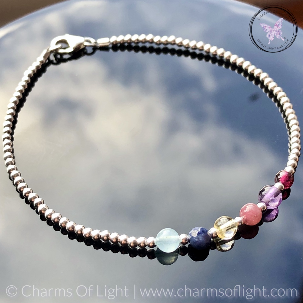 Silver Bead Birthstone Bracelet