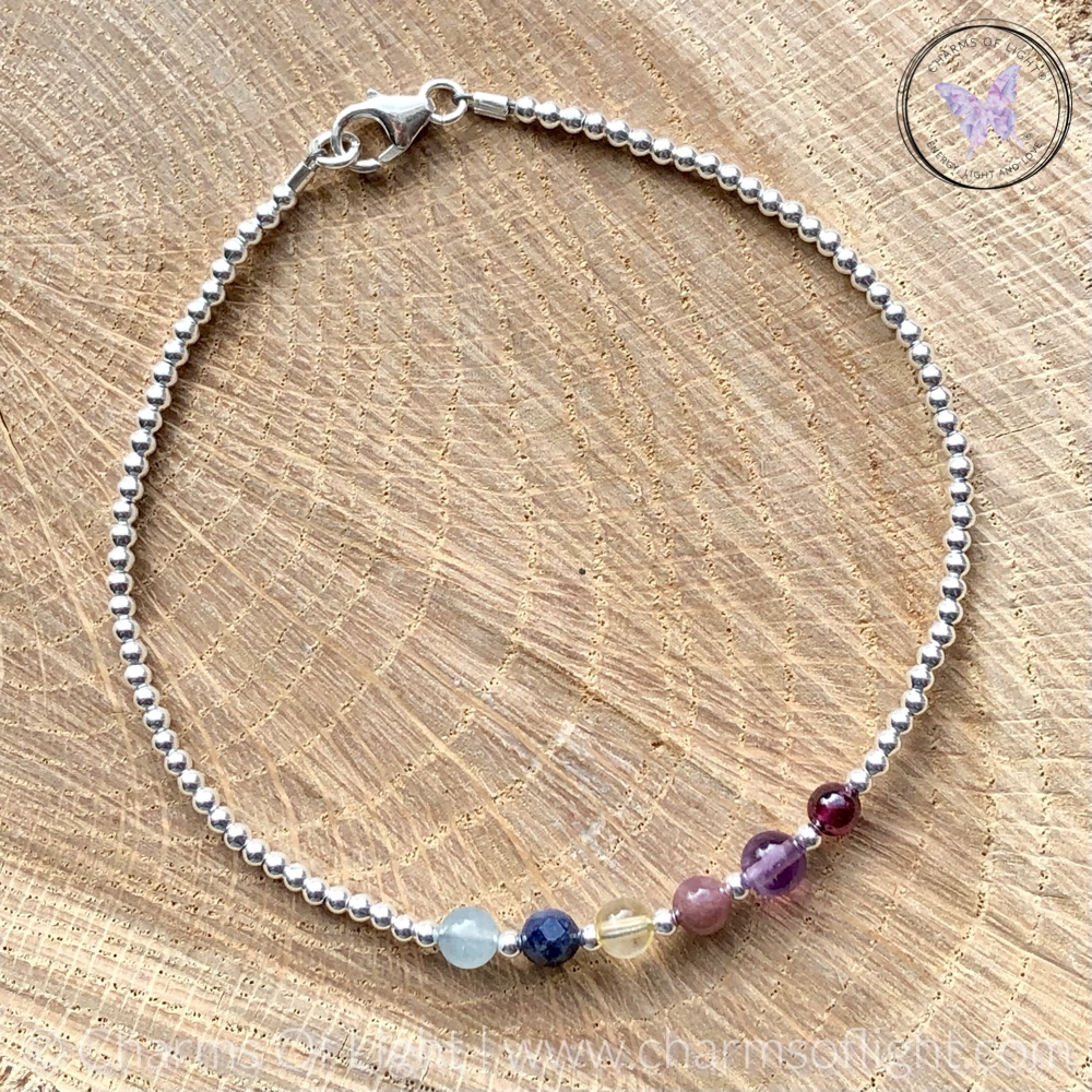 Silver Bead Birthstone Bracelet