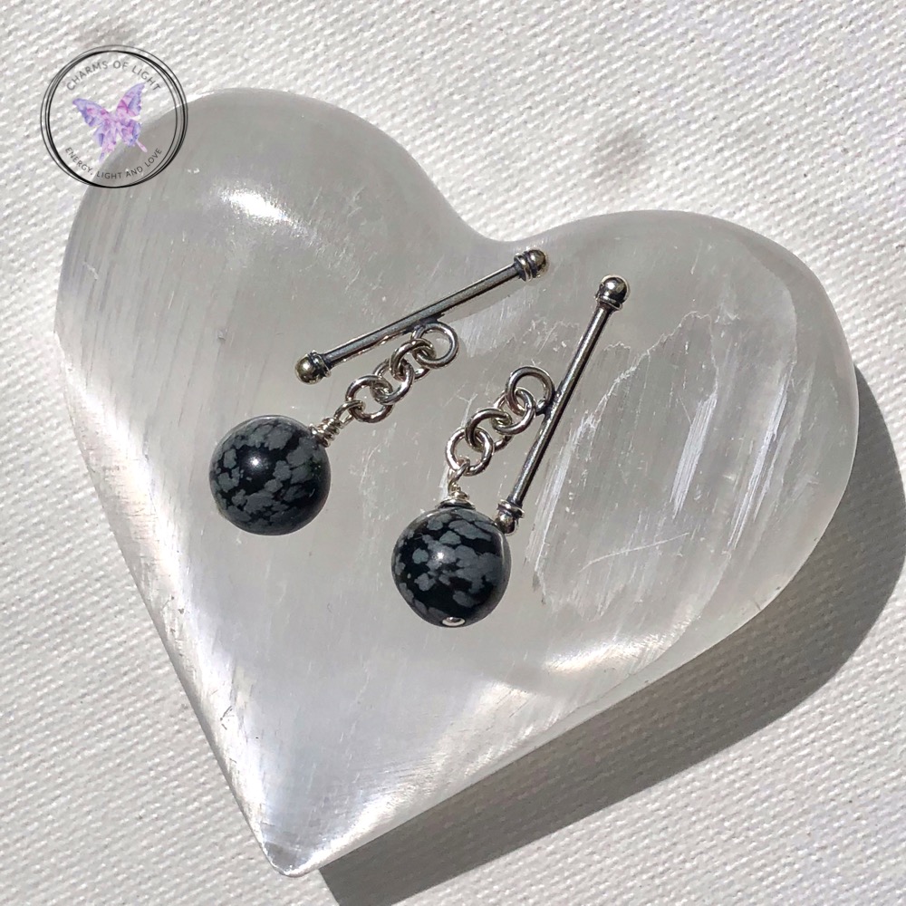 Snowflake Obsidian T Bar Chain Cufflinks