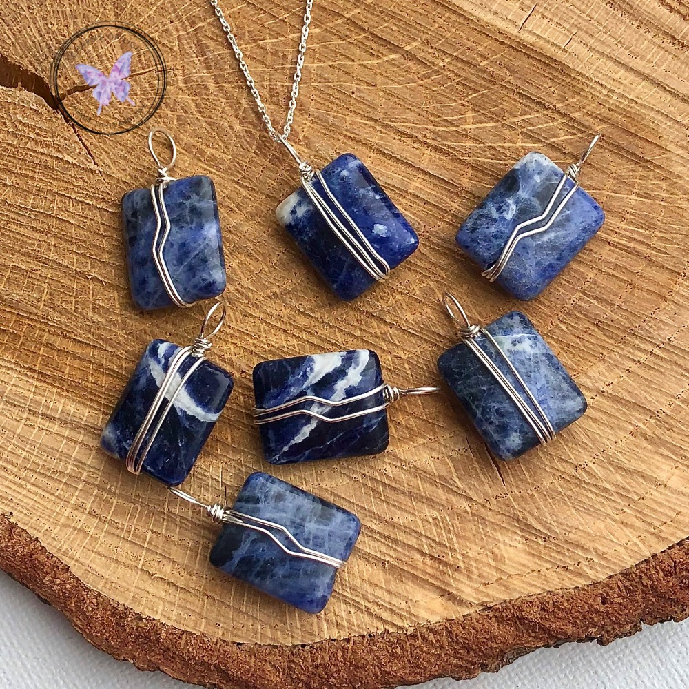 Sodalite Wire Wrap Pendants