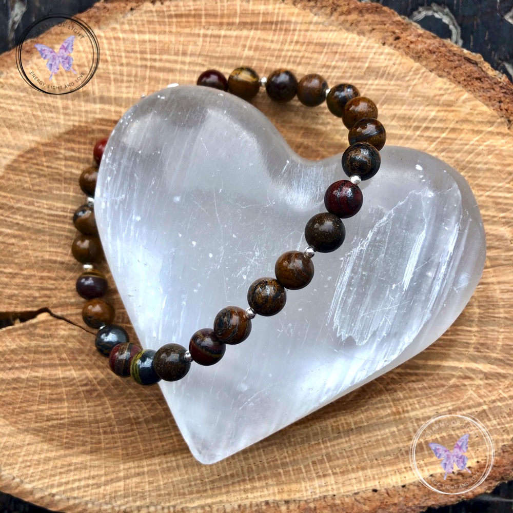 Tiger Iron & Silver Bead Bracelet