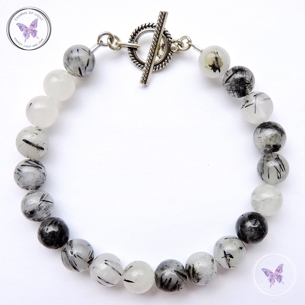 Tourmaline Quartz Healing Bracelet With Silver Toggle Clasp