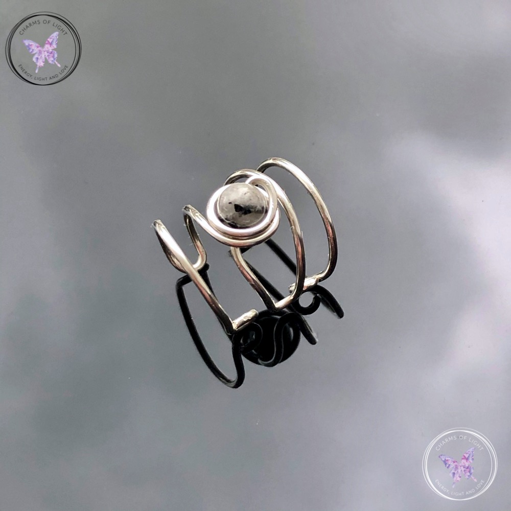 Tourmaline Quartz Silver Banded Ear Cuff