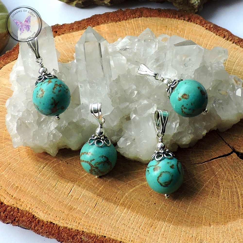 Turquoise Ball Pendant With Sterling Silver