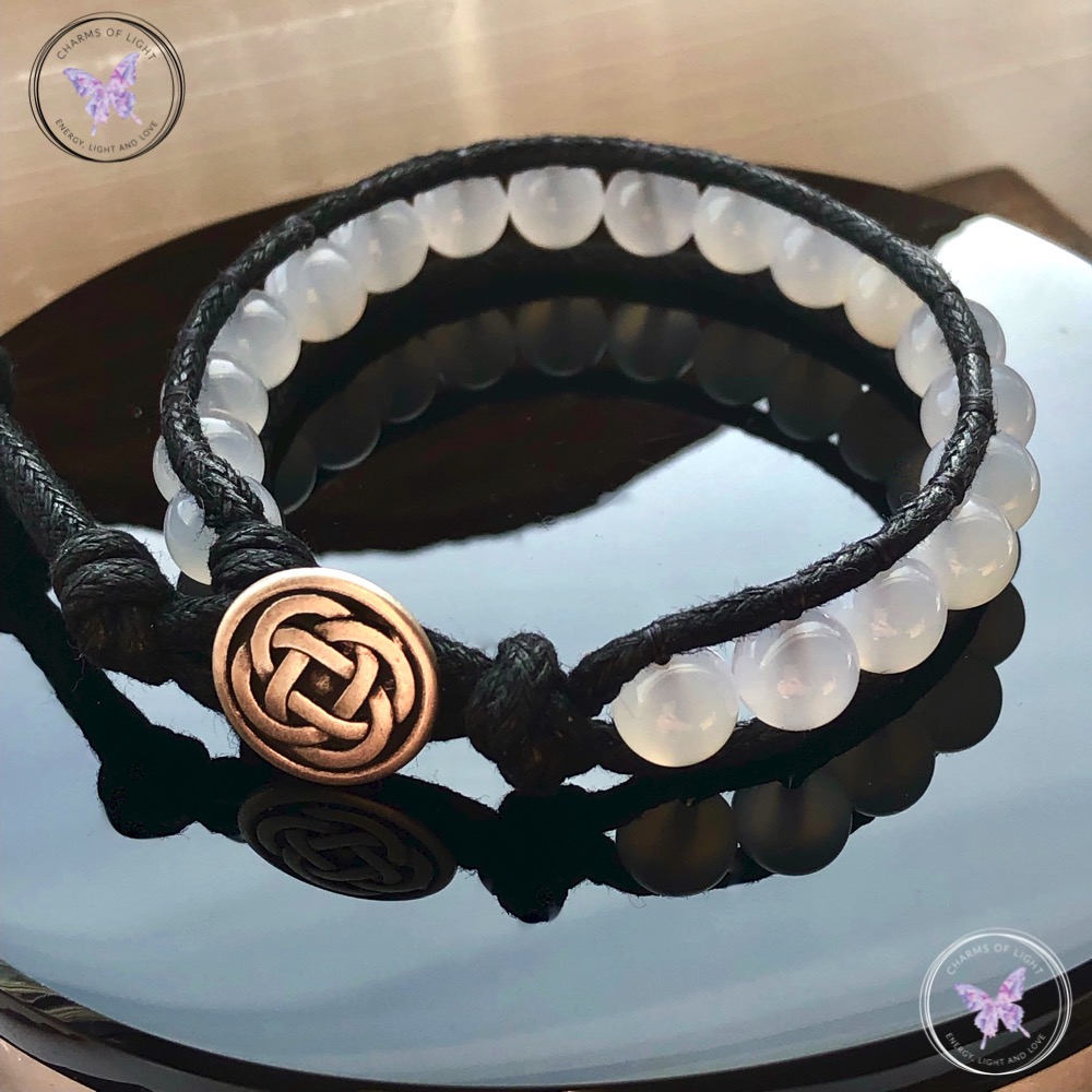 White Agate 8mm Wrap Bracelet