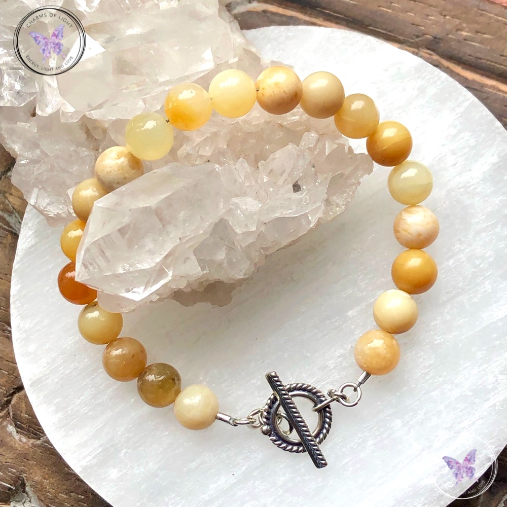 Yellow Opal Healing Bracelet with Silver Toggle Clasp