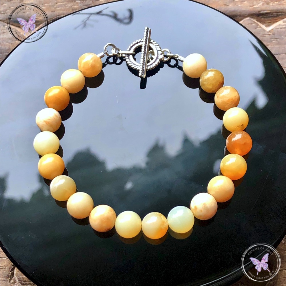 Yellow Opal Healing Bracelet with Silver Toggle Clasp